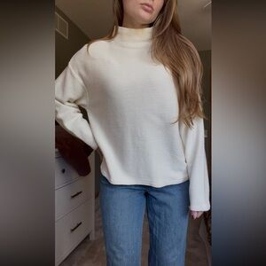 Madewell Antique Cream Funnel Neck Dropped Shoulder Sweater